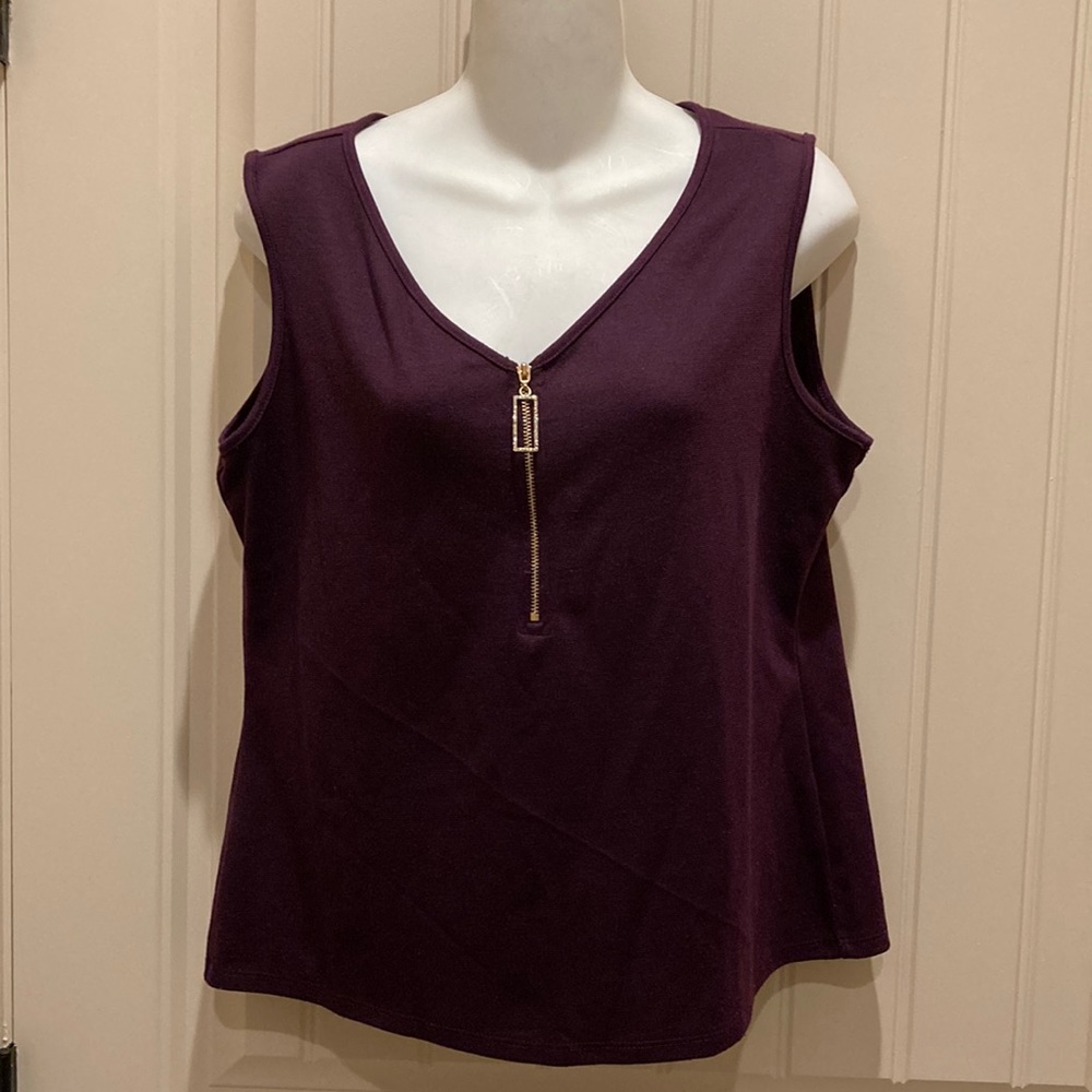 Per Seption Concept Women’s Size M Sleeveless Top Half Zip Sparkly Pull Purple